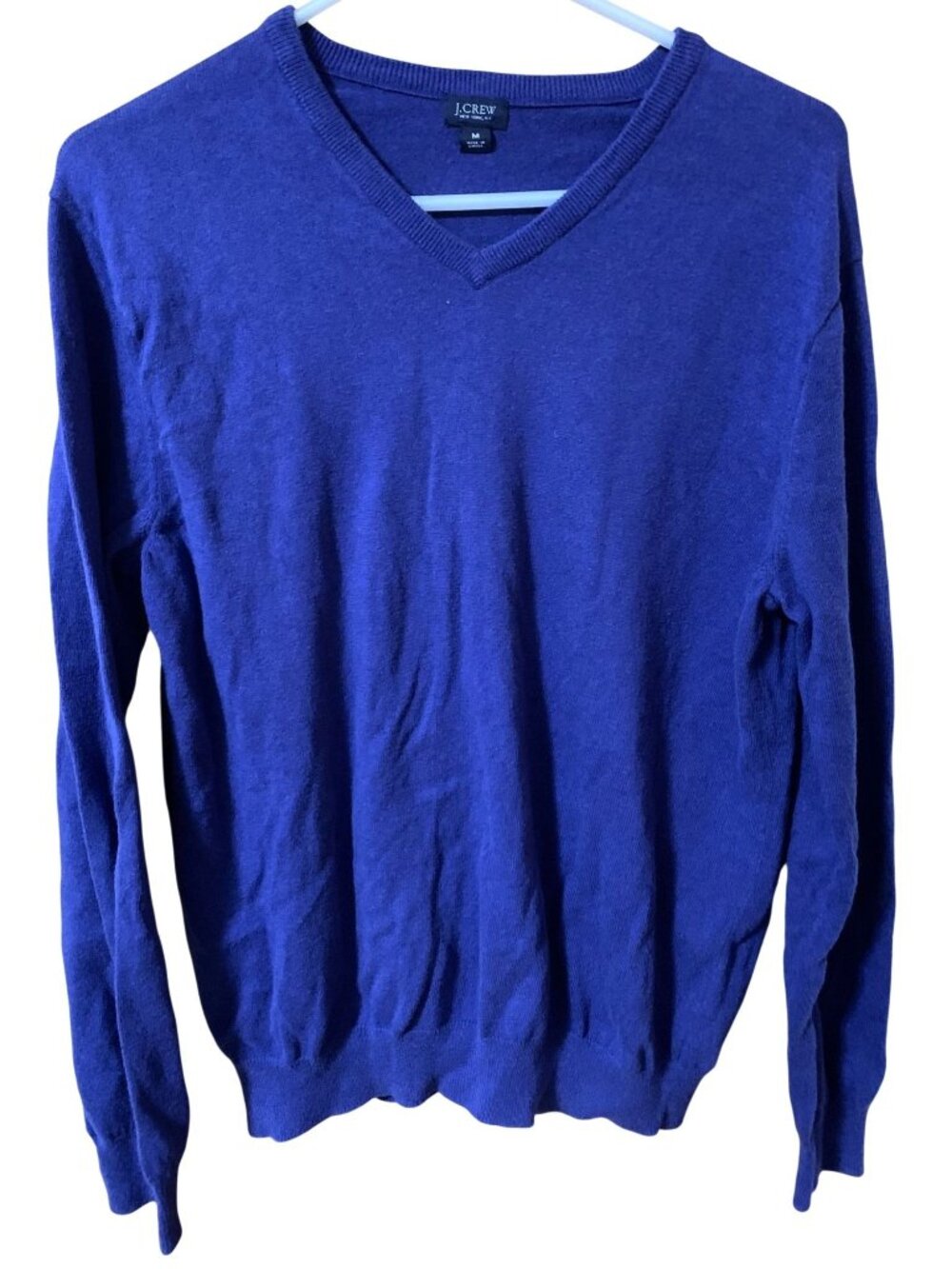 J.Crew Men's M Cashmere Blend V-Neck Sweater Blue Lightweight Classic Preppy